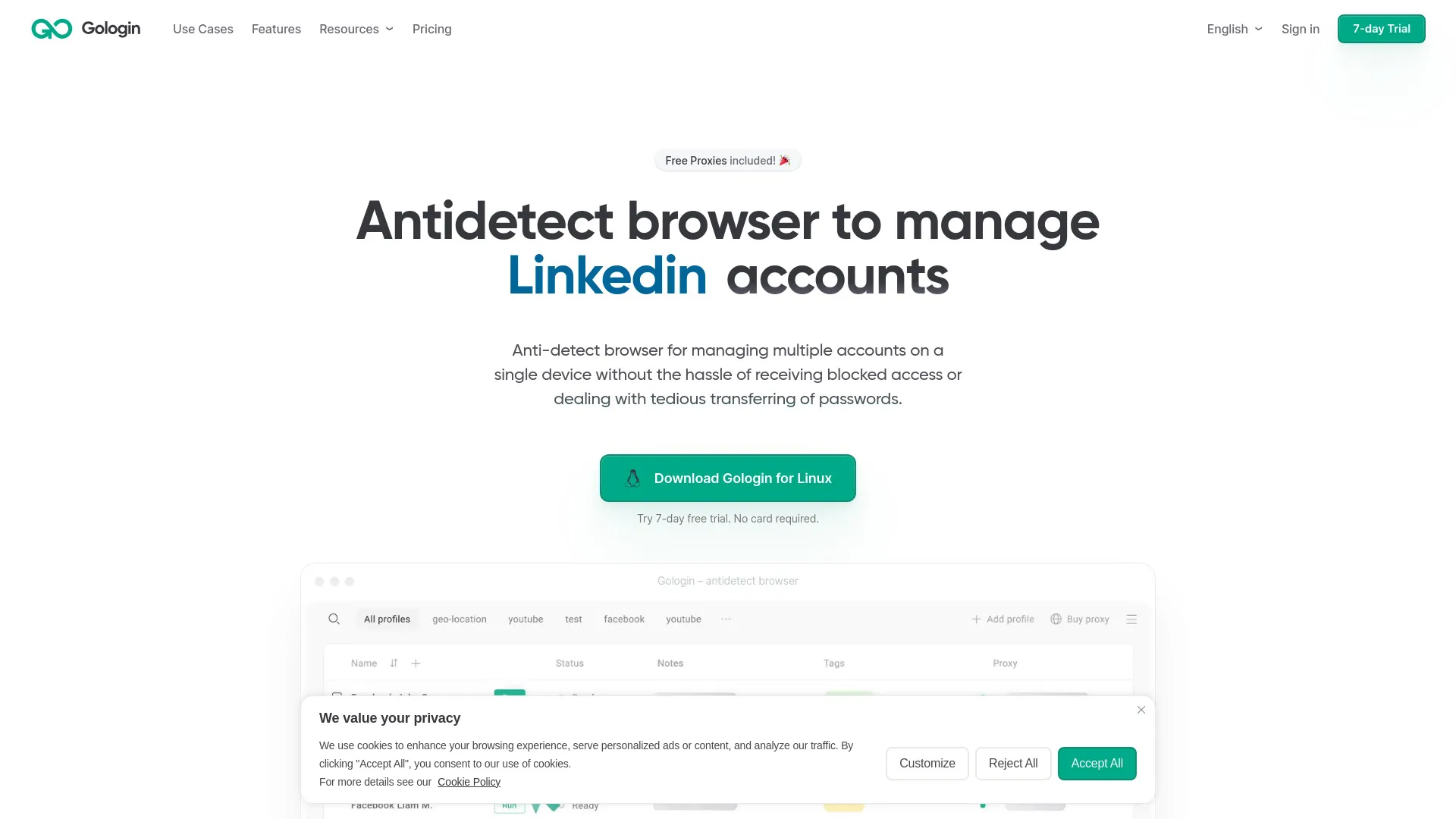 GoLogin– 反检测浏览器优先考虑隐私。